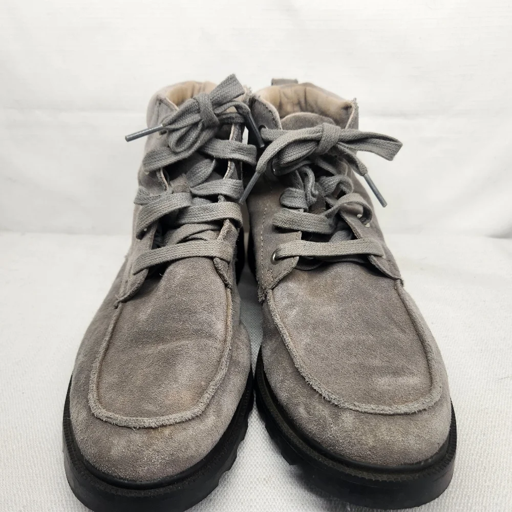 Sorel Youth Kids 5 Gray Suede Ankle Boots Lace up Moc Toe Leather